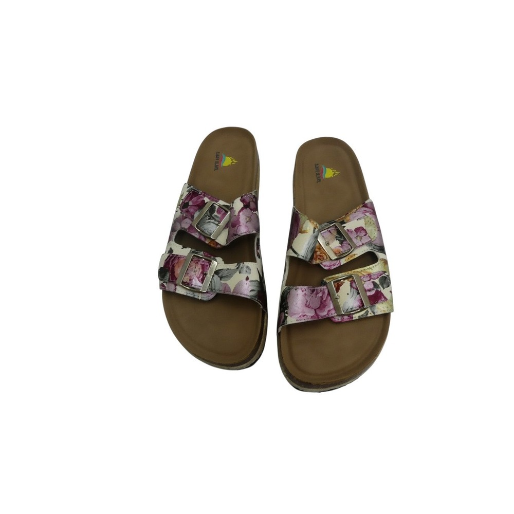 Aloha Island Sicily Slide Sandals Womens 12 Floral Multi Buckle Strap Shoes